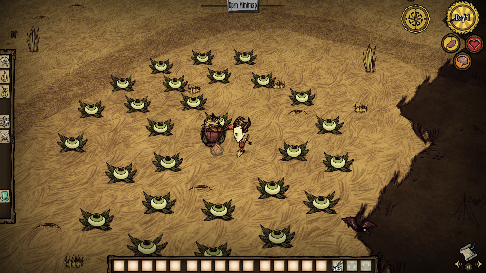 如何有效利用食人花来应对饥荒挑战？食人花的强度在游戏中表现出色。