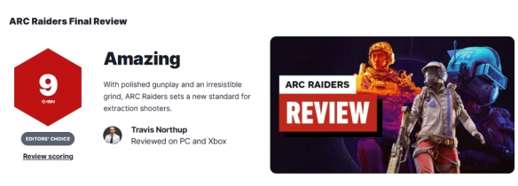 《Arc_Raiders》IGN评分获九分:开创撤离射击游戏的新典范! 《Arc_Raiders》IGN评分获九分:开创撤离射击游戏的新典范!