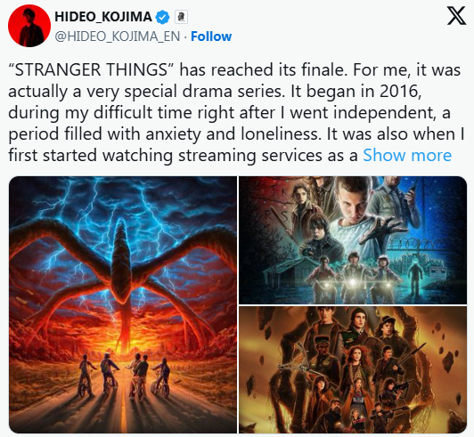 小岛秀夫对《怪奇物语》的高度评价令人瞩目,特别强调其结局并非意味着告别。
小岛秀夫对《怪奇物语》的高度评价令人瞩目,特别强调其结局并非意味着告别。